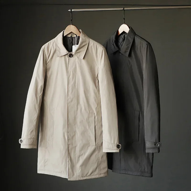 Men Clothing Waterproof and Tear-resistant Autumn Winter Japanese Style Quilted Warm Mens Mid-length Trench Coat 251204