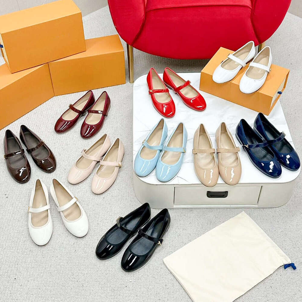 Chaussures plates de ballet de styliste pour femmes Takashi murakami Mary Jane Mocassins de luxe, sandales de mode en cuir verni doré, pantoufles