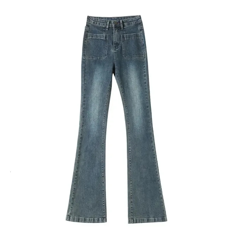 Y2K Loose Casual Womens Trousers High Waist Flared Denim Pants Spring Autumn Stretchy Bootcut Jeans for Petite Body Shape 251205