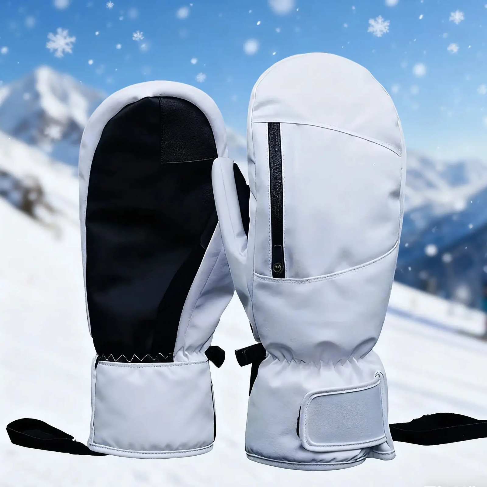 Gants de ski d'hiver Écran tactile imperméable Gants de neige épais thermiques Hommes Femmes Motoneige Mitaines chaudes Gants de ski en plein air
