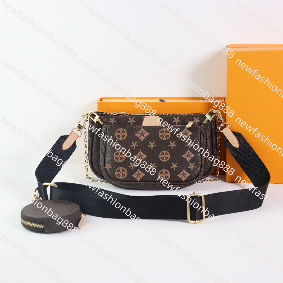 M44813 MULTI POCHETTE ACCESSORIES crossbody bag fashion Womens purse shoulder bag luxury tote handbag brown flower designer mens classic clutch Leat