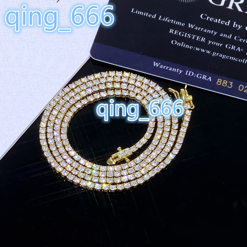 Hip Hop Mens Bracelet 2mm Moissanite S925 Pure Silver Tennis Bracelet Light Luxury High-end Accessory