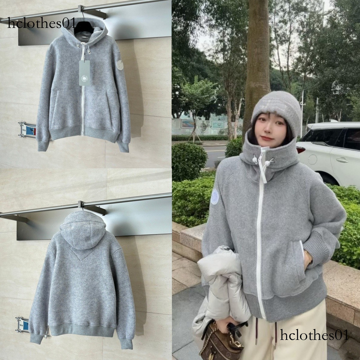 Designer wool jackets for both men and women Correct Version 25FW New Armband Wool Double-Sided Fleece Letter Zipper Hooded Jacket for Men and Women