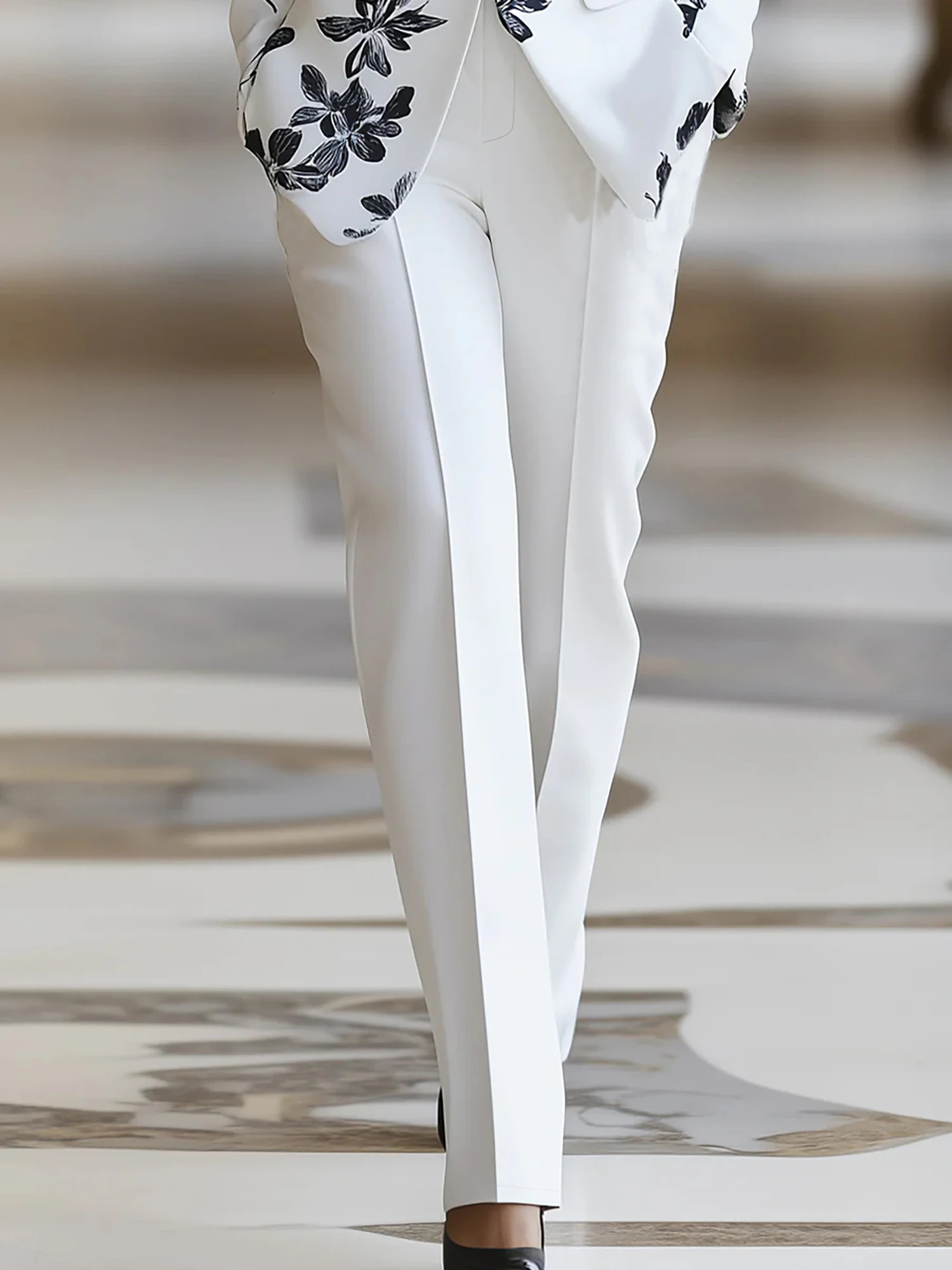 Elegant Casual Solid Color Womens Suit Trouser Button Zipper Elastic Waist Long Pants 251204