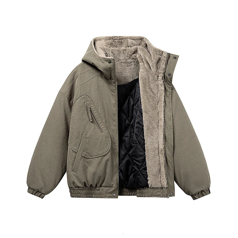 Winter Hooded Parka Jacket Men Women Streetwear Fashion Loose Padded Cotton Cargo Jacket Cityboy Hoody Parkas Coat Outerwear 251205