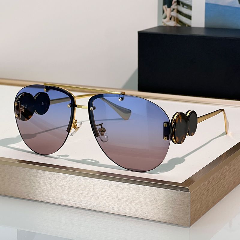Rimless Pilot Sunglasses Mens And Womens Luxury Alloy Frameless Eyewear 2250 Designer Sunglasses Outdoor Goggles UV400 Glasses With Box
