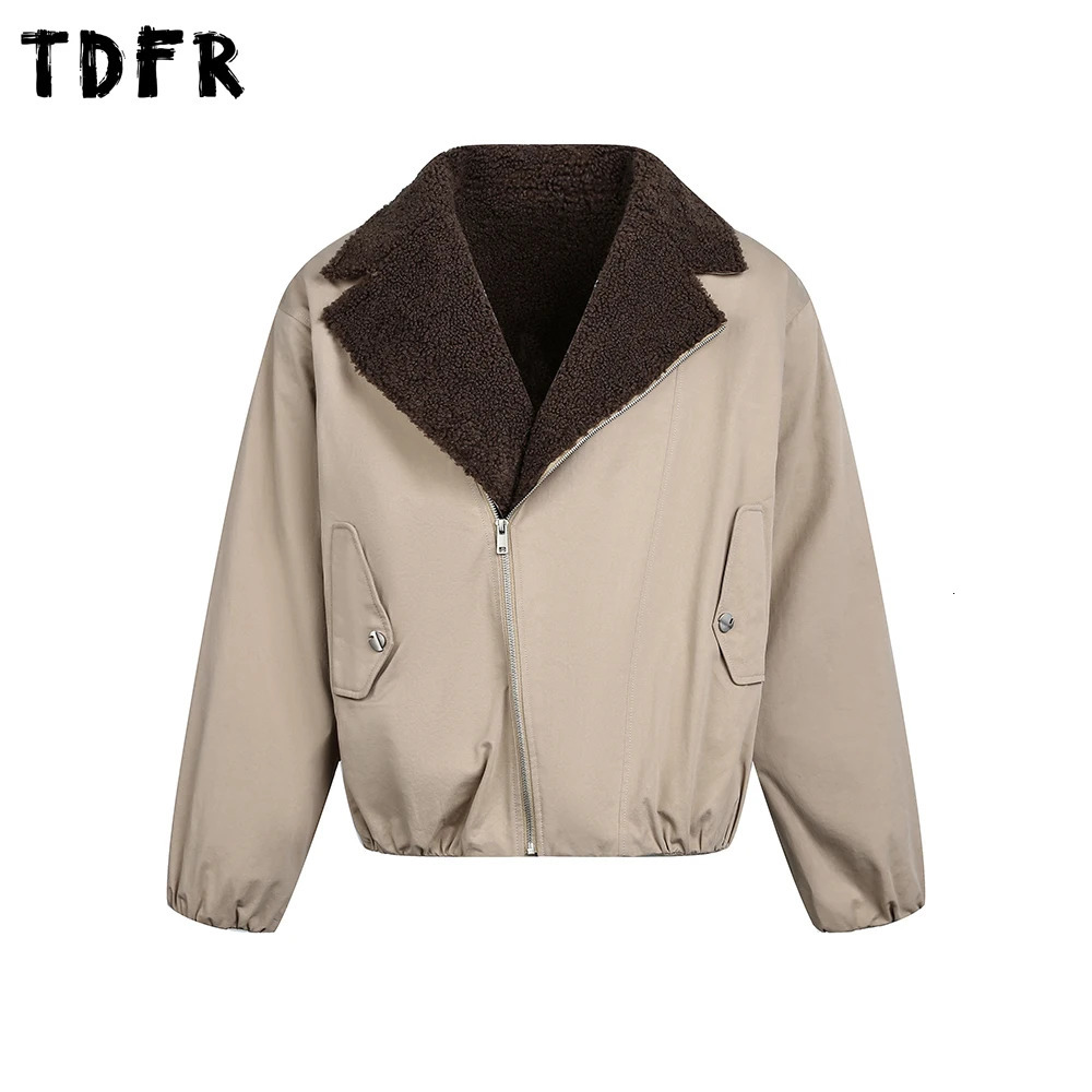 Poche Sherpa veste hommes hiver décontracté rétro lâche revers à manches longues épais vêtements d'extérieur homme veste rembourrée 251205