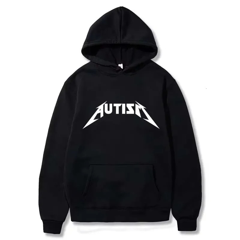 Felpa con cappuccio Autismo Metal Rock Meme Top Uomo Donna Moda Hip Hop Felpa con cappuccio in pile Pullover oversize Sport invernale Felpa per uomo