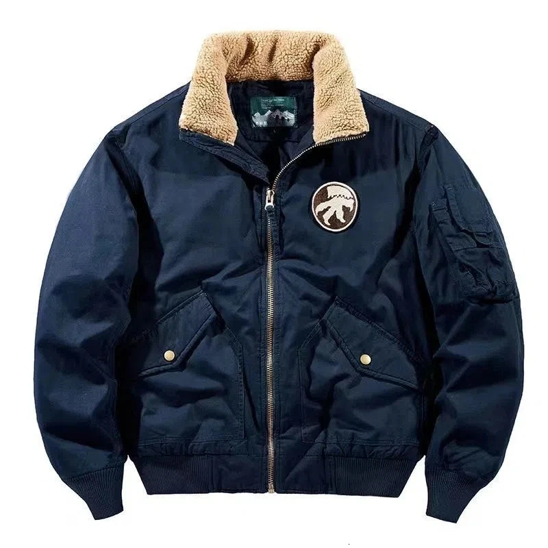 Hiver Hommes Bomber Vestes Casual Lâche Mâle Manteaux Rembourrés Épaissir Flanelle Veste Plus Épais Chaud Vêtements De Travail Parkas 251129