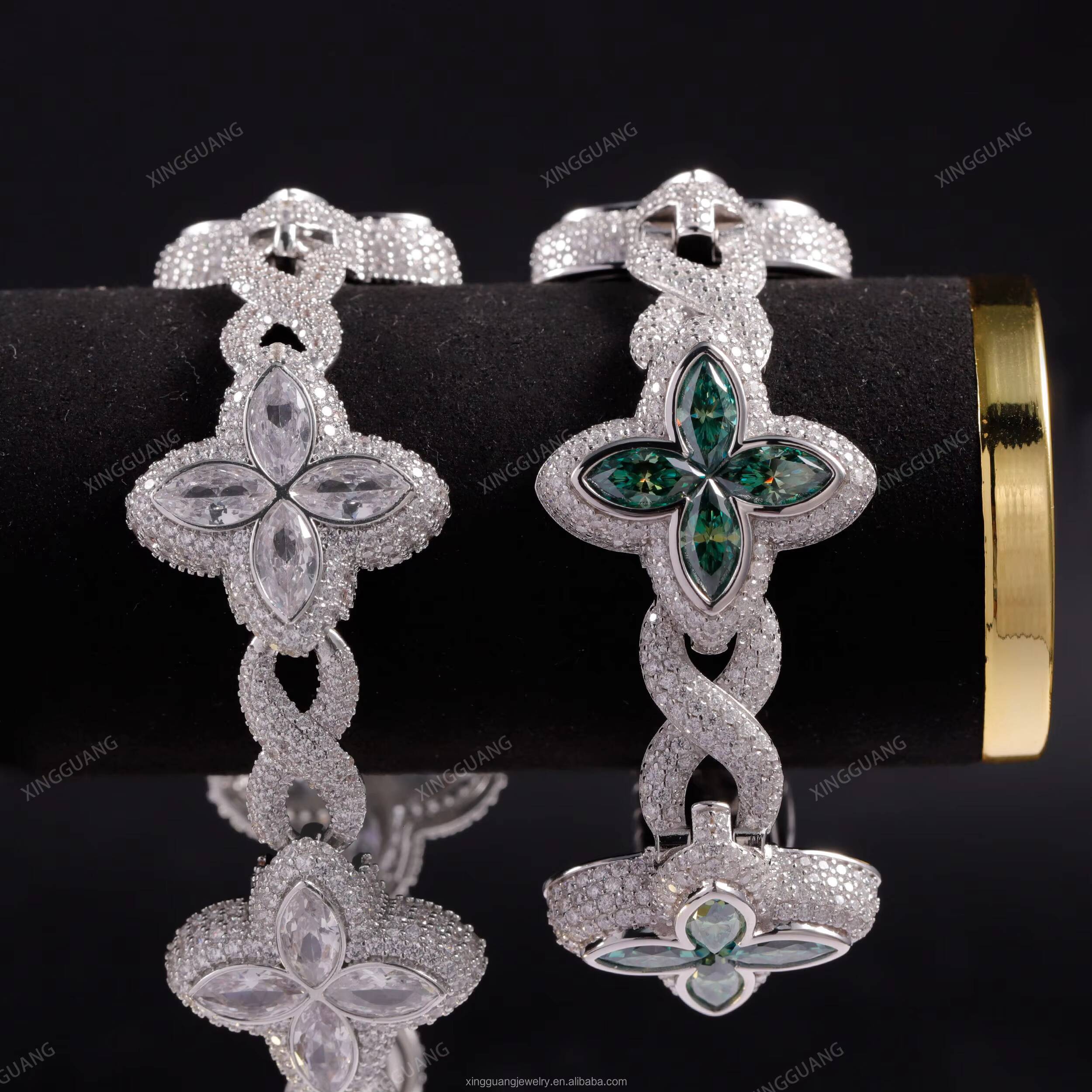 XingGuang 925 Silver Luxury Green Pass Diamond Test Multicolor VVS Moissanite Diamond Bracelet Personalized Jewelry Bracelet