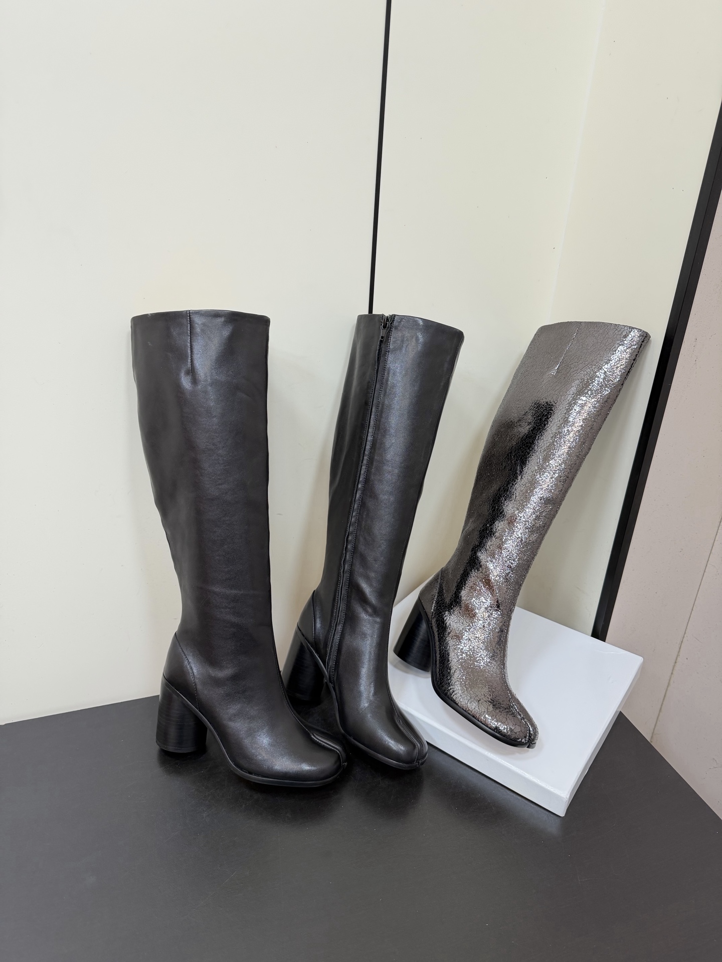 The designer's new split toe high top boots