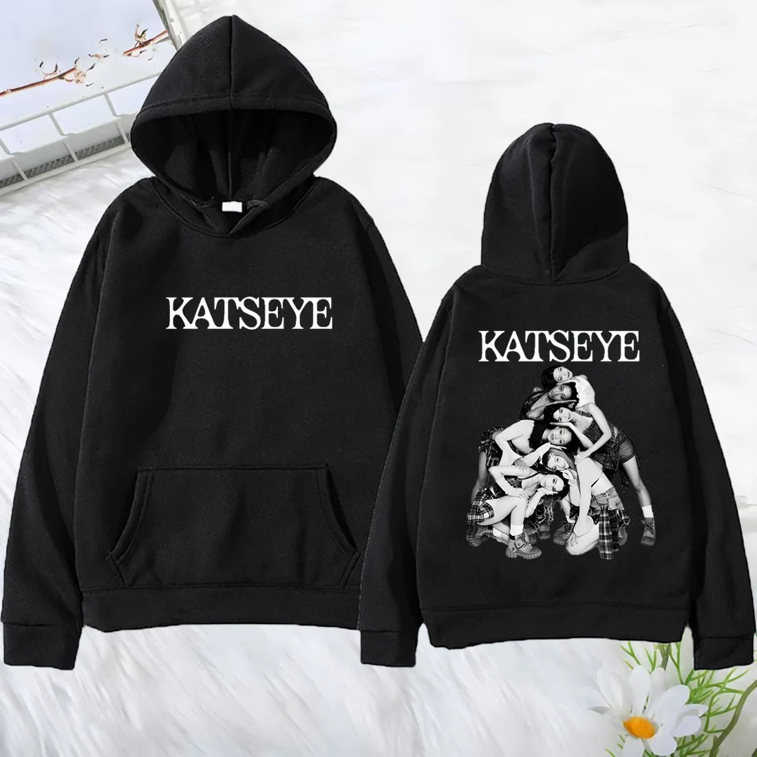 Katseye Double Sided Printed Hoodies Men Womens Vintage clothing fashion Fleece Long sleeve Hip Hop streetwear Loose pullovers 251201