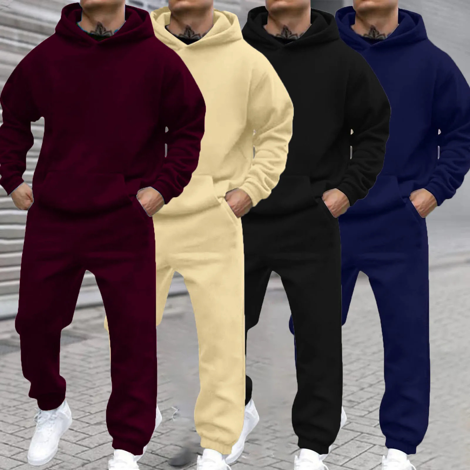 Colorful Urban Style Autumn And Winter Latest Products Mens Hooded Sweatshirt And Pants Set Street Wear Collection 251203