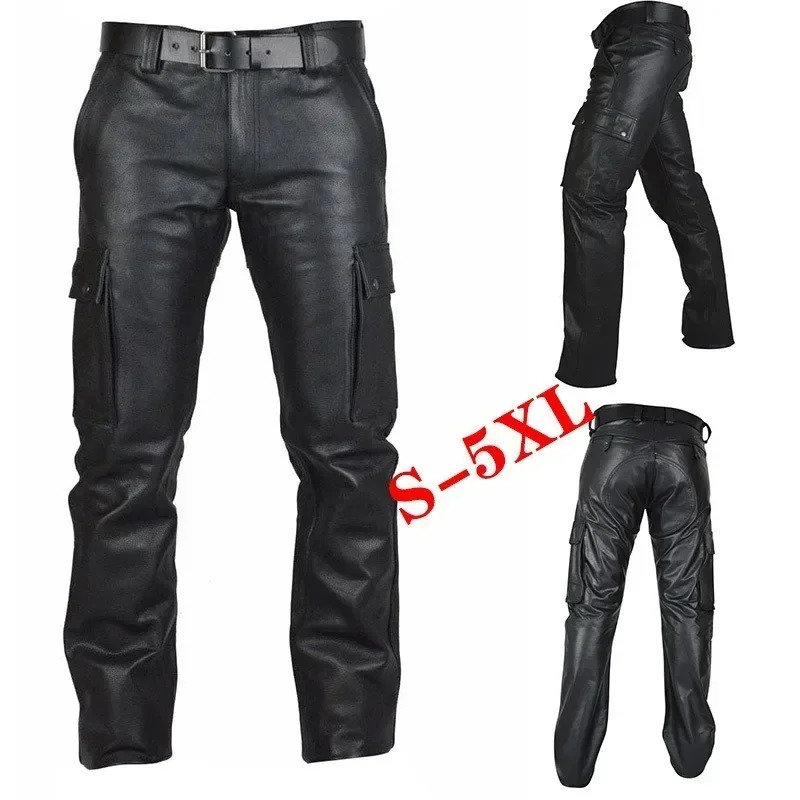 Men Faux Matte Leather Hiking Cargo Waterproof Pants Black PU Outdoors Trousers Military Tactical Pants for Men 251205
