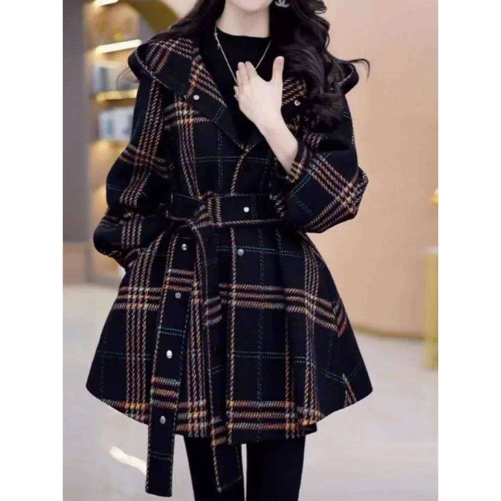 Free ShippingFashion 2026 Women Autumn Winter Warm Coat Commuting Jacket Korean Design Vintage Style Double Breasted Loose Leisure Outerwear