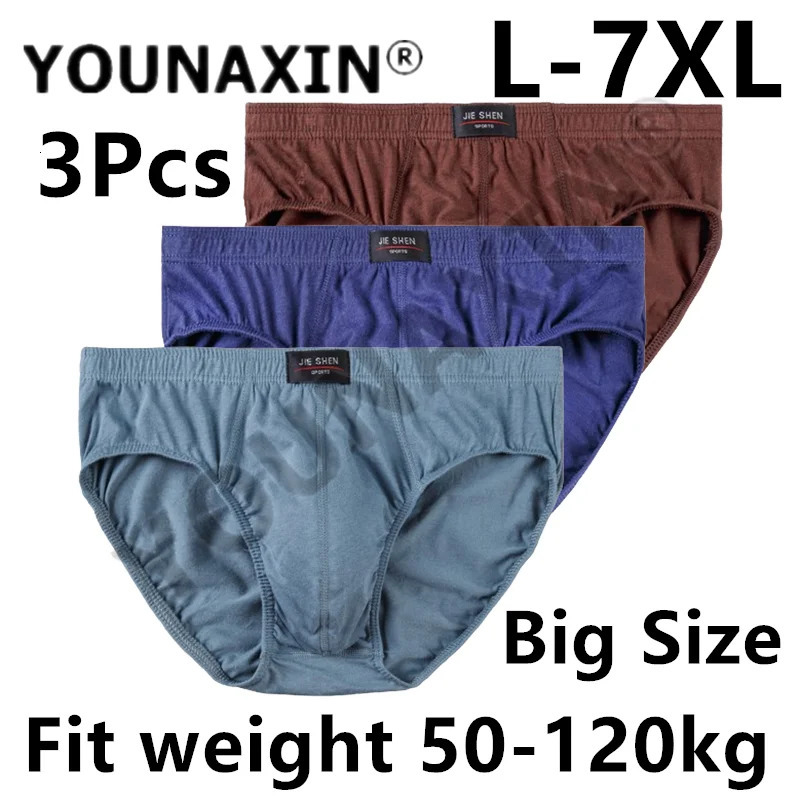 3 Pcs Men Big Size Cotton Briefs Knickers Panties Pant Middle-aged And Elderly Underwear Undies L XL 2XL 3XL 4XL 5XL 6XL 7XL 251129