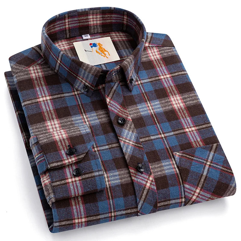 100 Cotton Mens Flannel Shirts Long Sleeve Casual Classic Plaid Mens Flannel Shirts Long Sleeve Big and Tall Plus Size 251205