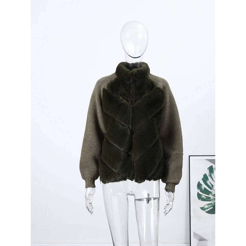 Street Faux Fur Patchwork Jacket Women Design Sense Long Sleeves Casual Female Coat 2025 Autumn Winter Lady Streetwear New