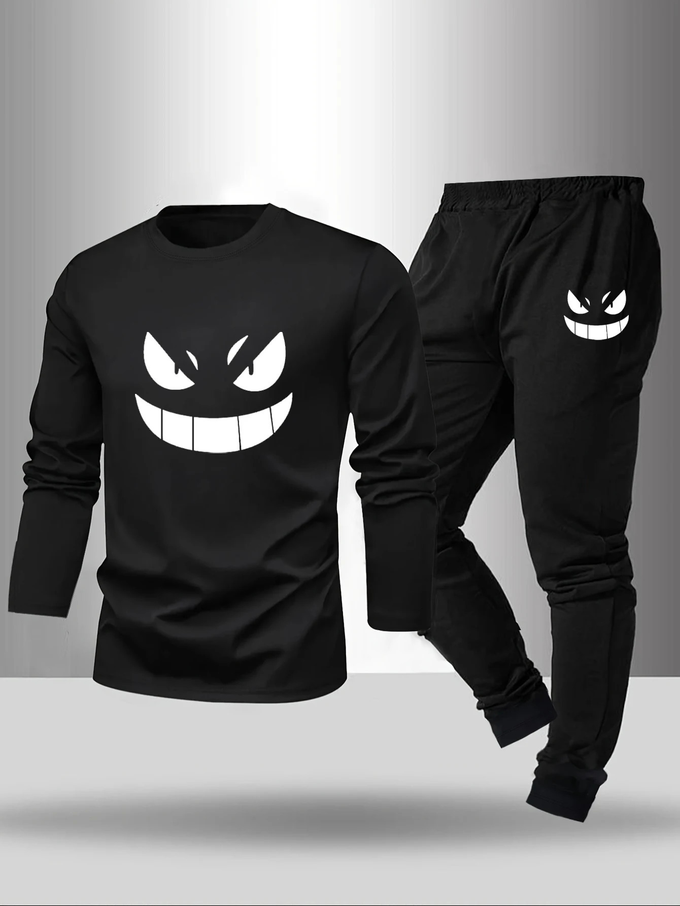 2-piece set of mens pajamas for spring summer autumn winter long sleeved pants geometric pattern base shirt home suit set 251204