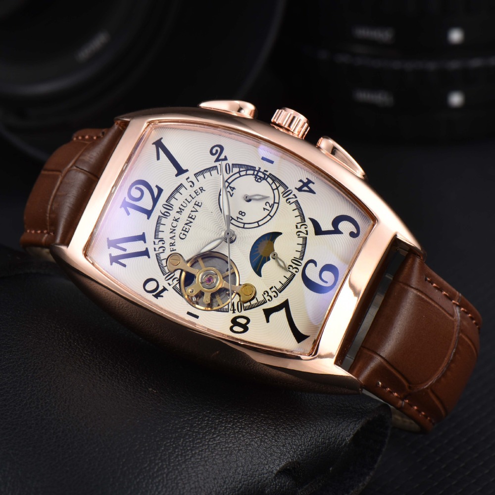 Mens Watch FRAN MULL Fashion High Quality Watch FM Tourbillon Automatic Mechanical Automatic Watch Five-pin Leather Luxury Designer Men Watch Casual