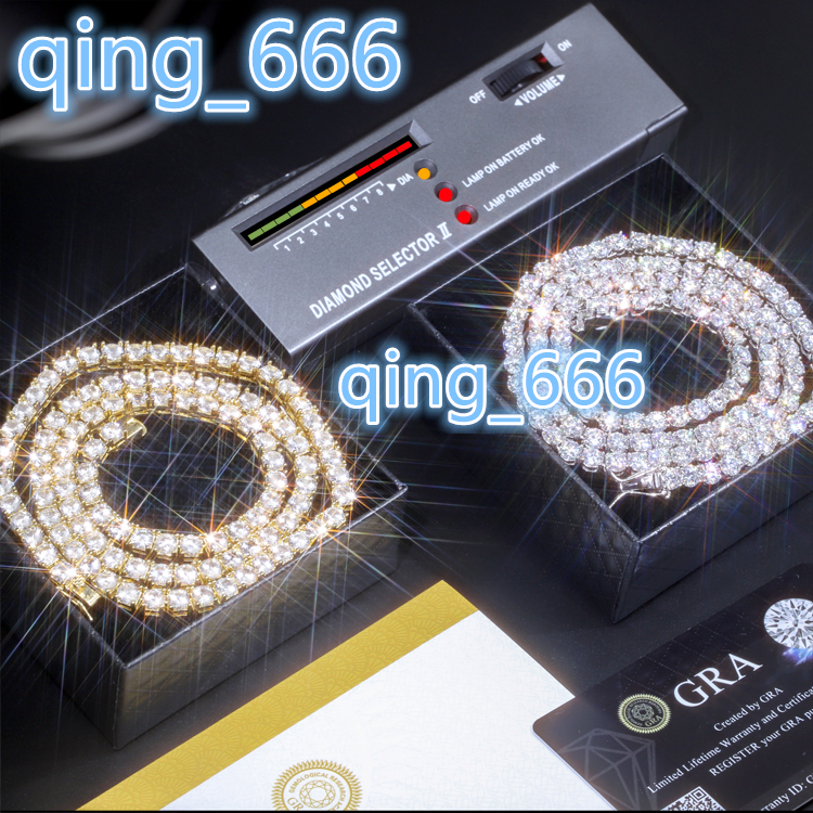 Factory Price Solid Silver 2mm 3mm 4mm 5mm 65mm Wide Tennis Chain D/VVS GRA Certificate Moissanite Tennis Chain for Men Jewelry
