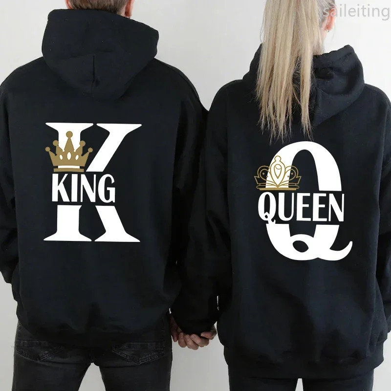 Queen King Print Pull Femme Automne Hiver Arrivée Couples Sweatshirts Accueil Confort extérieur Chaud Casual Sweats à capuche Esthétique 251205