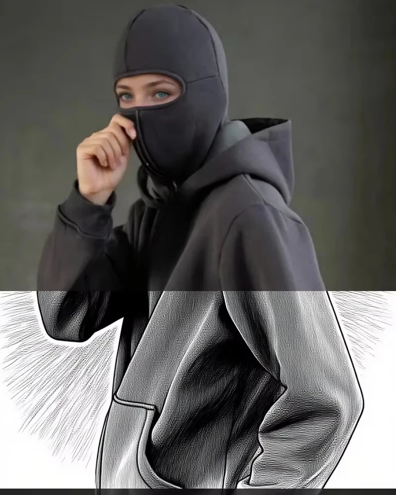 Friendly Hip Hop Double Hat Balaclava Hoodie Men Windproof Zipper Face Mask Sweatshirt Streetwear Autumn Fashion Hooded Jacket 251201