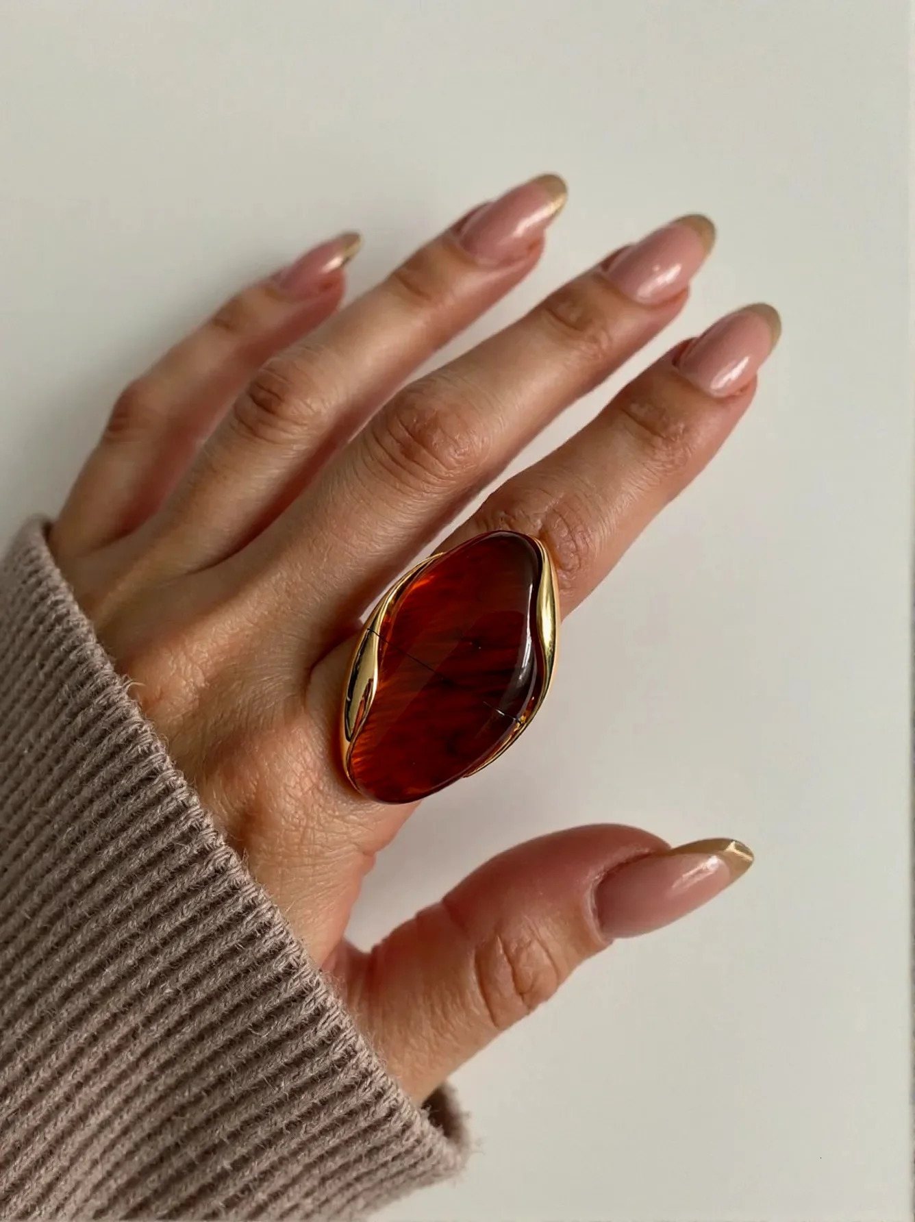 TDJewelry Stainless Steel Color Resin Geometric Shape Rings 18K Gold Plated Fashion Daily Jewelry Ring for Women 251205