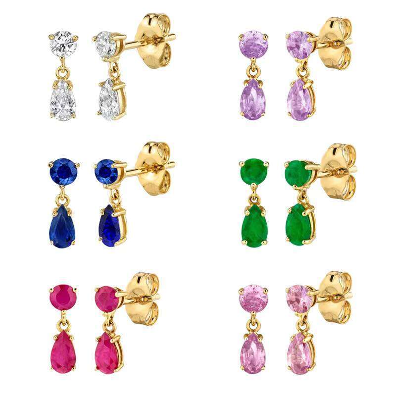 INS Fashion Women's Jewelry Luxurious Colorful Crystal Tassel Gold-Plated 925 Sterling Silver VVS Moissanite Earrings Studs