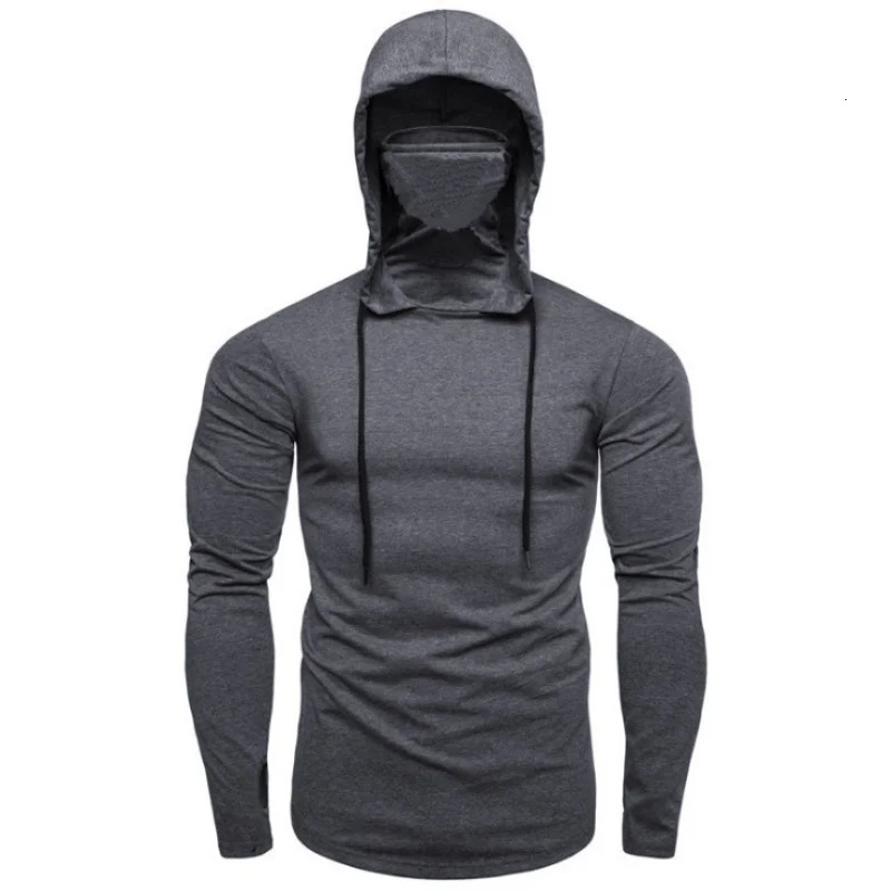 2025 Mens Gym Thin Hoodie Long Sleeve Hoodies With Mask Sweatshirt Casual Splice Large Mask Hoodie Sweatshirt Hooded Tops 251201
