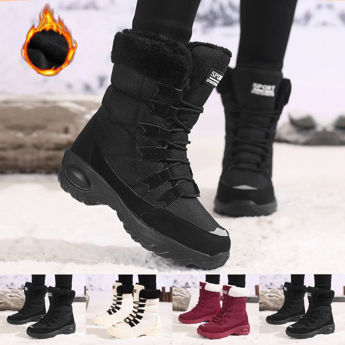 Winter Women Boots High Quality Warm Snow Boots Lace-up Comfortable Ankle Boots Outdoor Waterproof Hiking Boots Size 36-43 251204