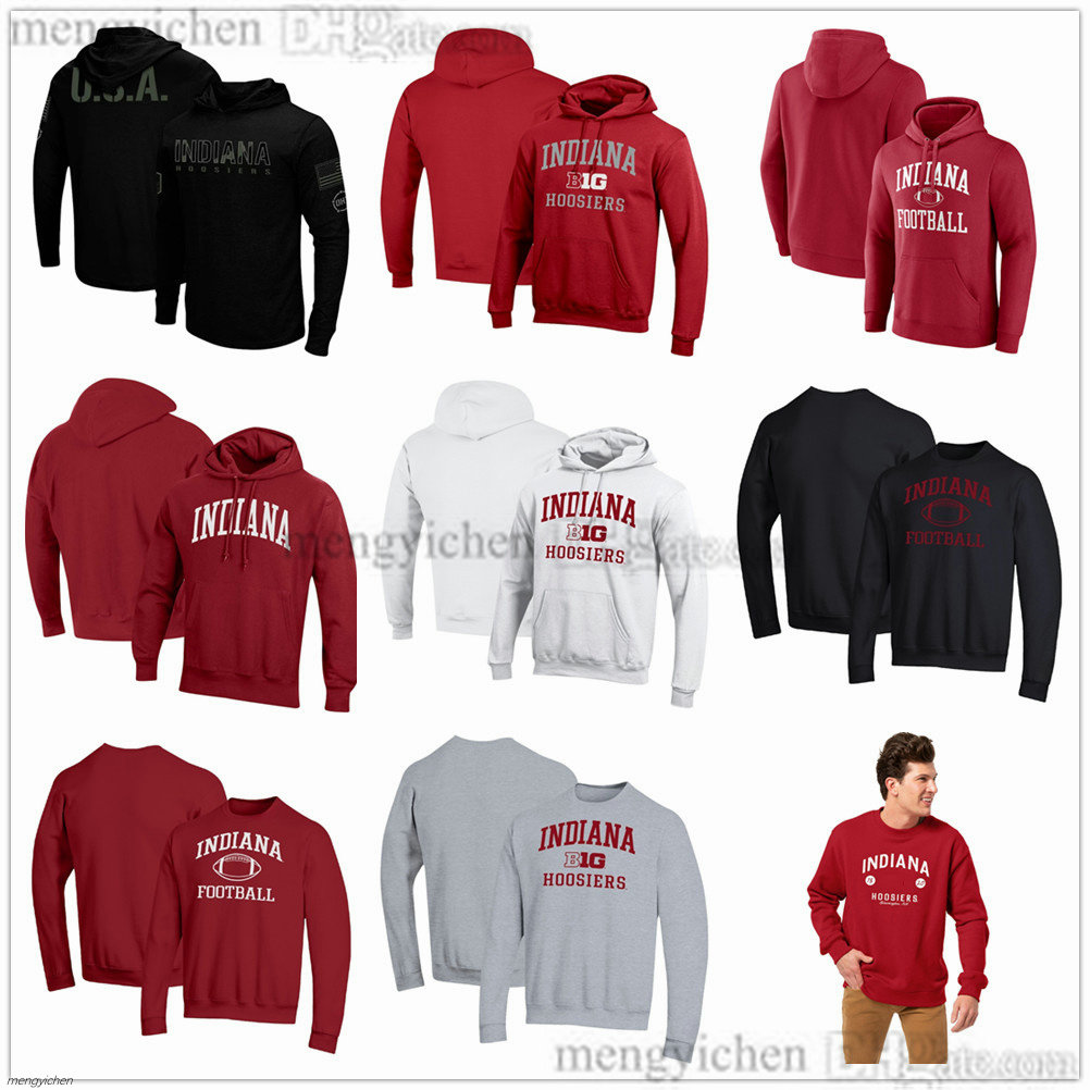 Men's College Hoosiers Football Pullover Hoodie T-Shirt Long Sleeve Hooded Sweatshirts Sports Hoodies Shirts For Men Women Youth