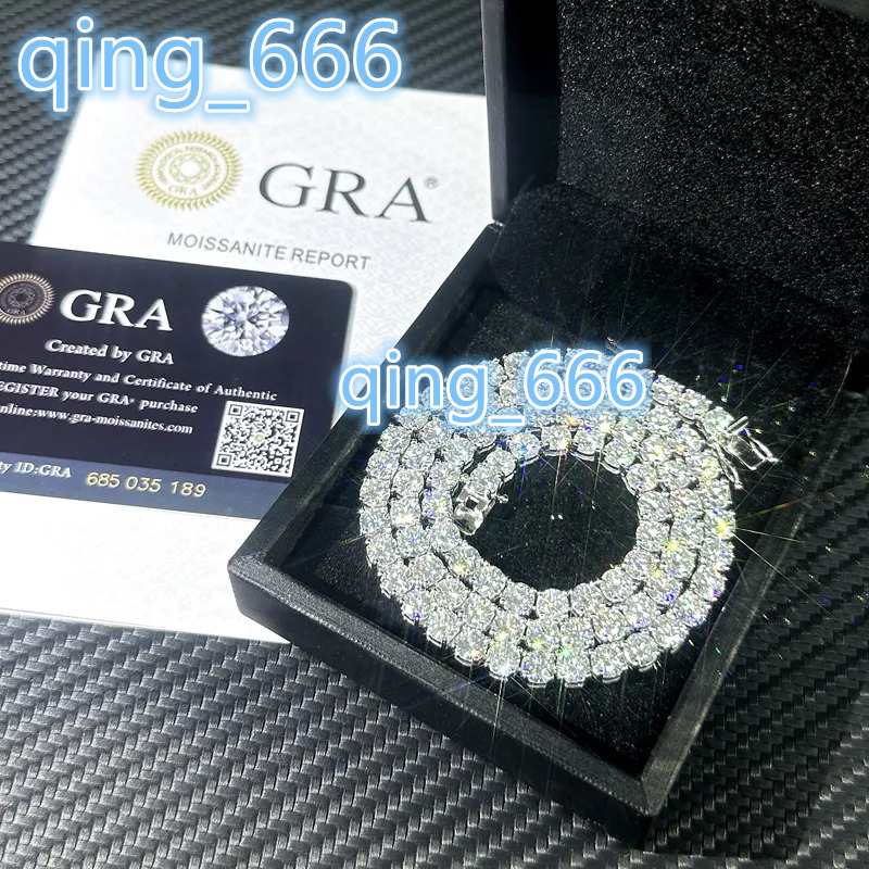 Hip Hop Style 925 Sterling Silver Moissanite Tennis Chain VVS Diamond Necklace with 2mm 3mm 4mm 5mm 65mm Sizes Price