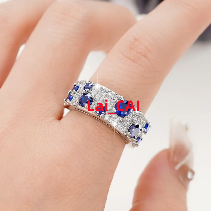 Moissanite Diamond Ring Band Charm Designer Bijoux Sterling Argent Plaqué Pierres Précieuses Anneaux Femme Filles Mariage Fiançailles Bijoux De M