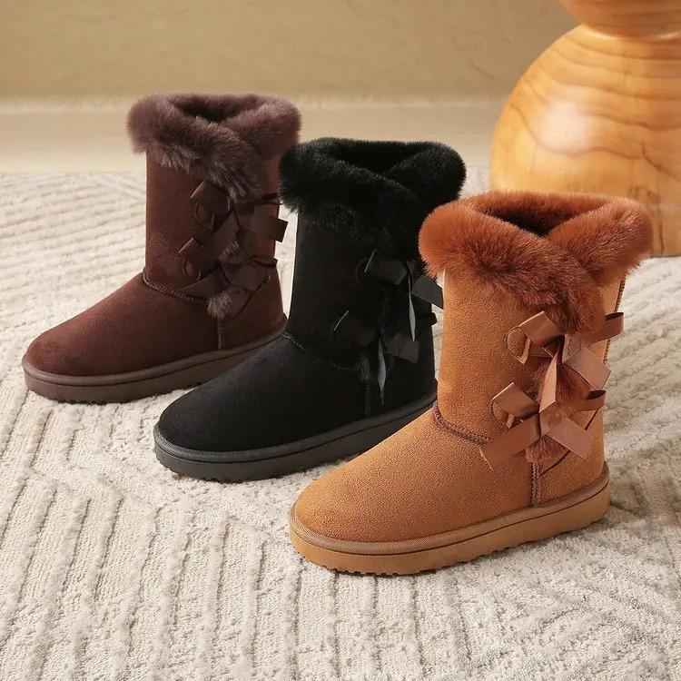Autumn/Winter Womens Large Medium Top Boots with Thick Warm Sleeve Cotton Boots Snow Boots 251204