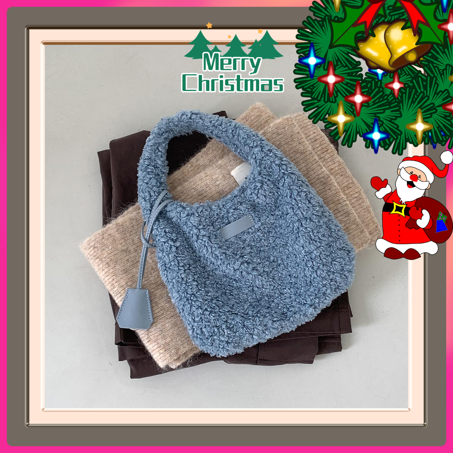 Autumn and Winter Fashion Women's Lamb Fleece Plush Handbag Cute and Playful Handbag Christmas Gift Luxury Bag Fashionable Elegant and Exquisit