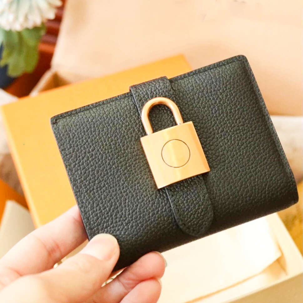 high quality Designer wallet Luxury change bag Low Key Wallets cardholder small Purse woman man black calfskin Leather Coin Purses lock brand Card H