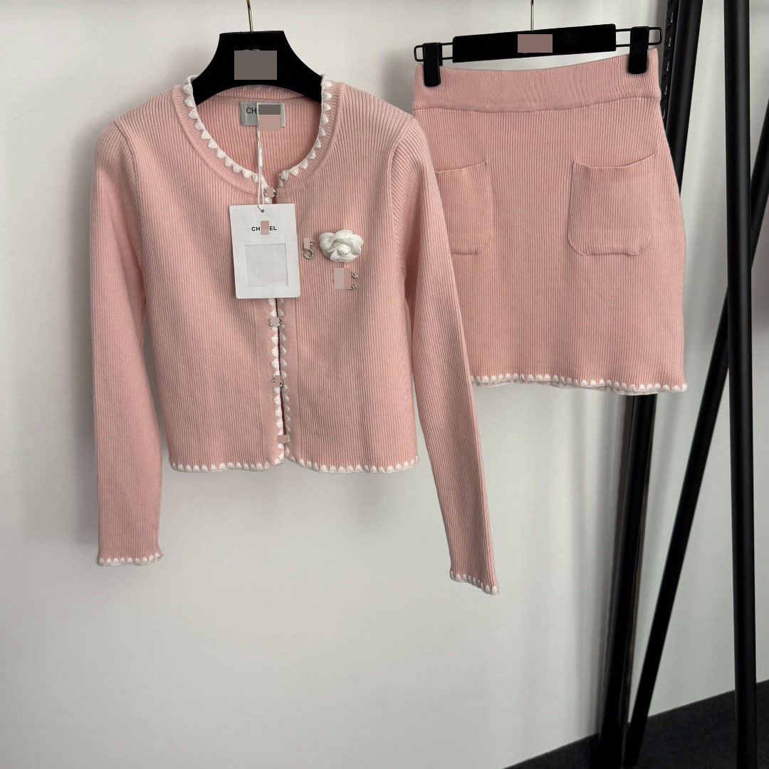 robes femmes robes de créateurs pour femme luxueuses robes deux pièces à la mode style classique incrusté de diamants magnolia tricot cardigan +