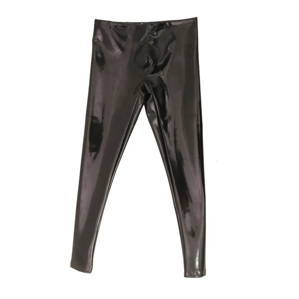 Tissu de mode Latex Hommes PU Cuir Crayon Pantalon PVC Brillant Sexy Serré Slim Jambe Pantalon Homme Discothèque Punk Shaping Pantalon Sexy 25120