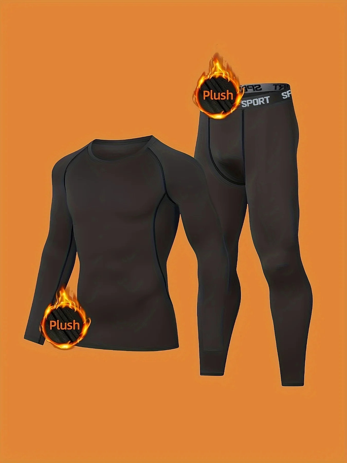 Sports thermal underwear set quick drying thermal jacket and elastic compression pants suitable for outdoor sports home warm 251204