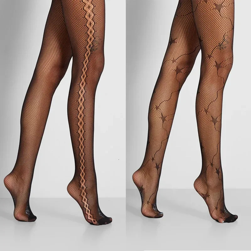 Arrival Thin Pantyhose Women Sexy Solid Fishnet G Tights Clothes for Floral Stockings Black Mesh Tights Lace Sexy Lingerie 251204