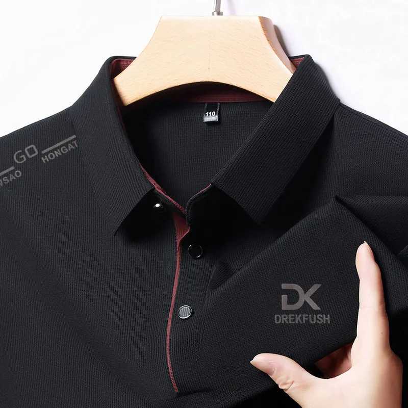 2025 Autumn New Mens Long Sleeved Lapel Polo Shirt Casual Loose Mens Top Printed Base T-shirt W251208