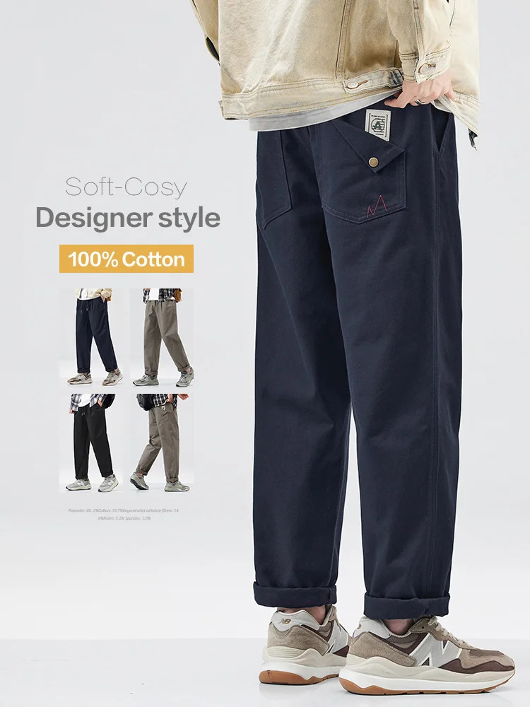 High Quality Autumn Winter 100 Cotton Cargo Pants Men Thick Work Overalls Straight Joggers INS Y2K Casual Trousers Male 251203