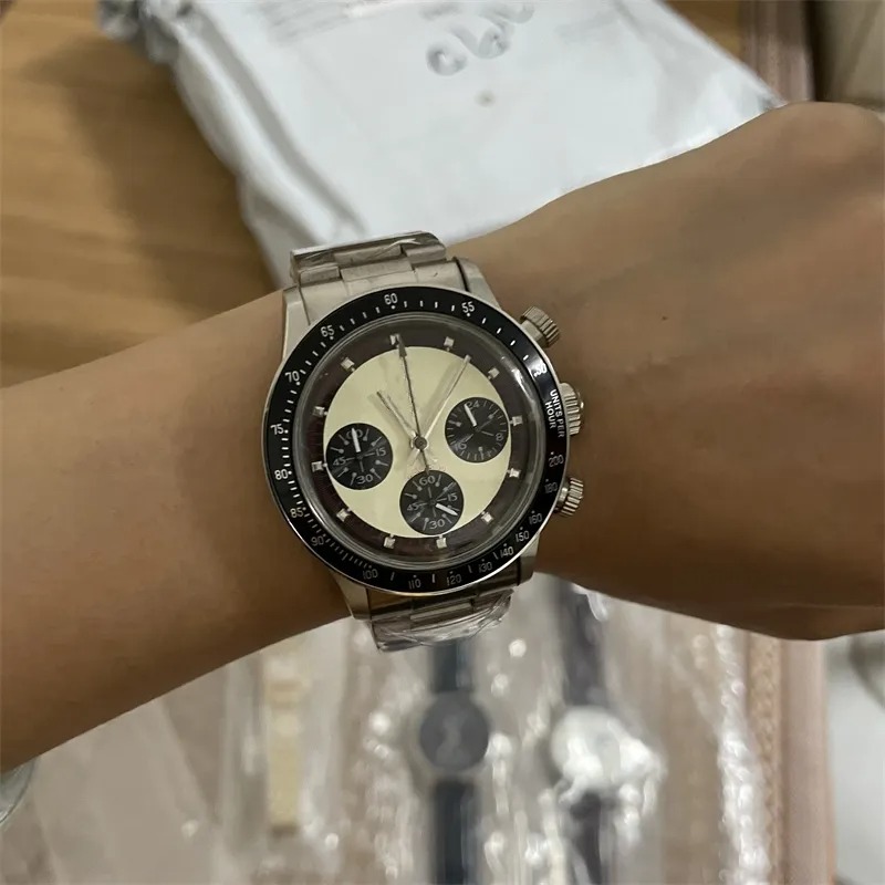 2025 U1 Top-grade AAA Vintage D Watch Perpetual Paul Newman VK63 Movement Quartz Stopwatch Male Clock Stainless Steel Men Watches 37mm Wristwatches