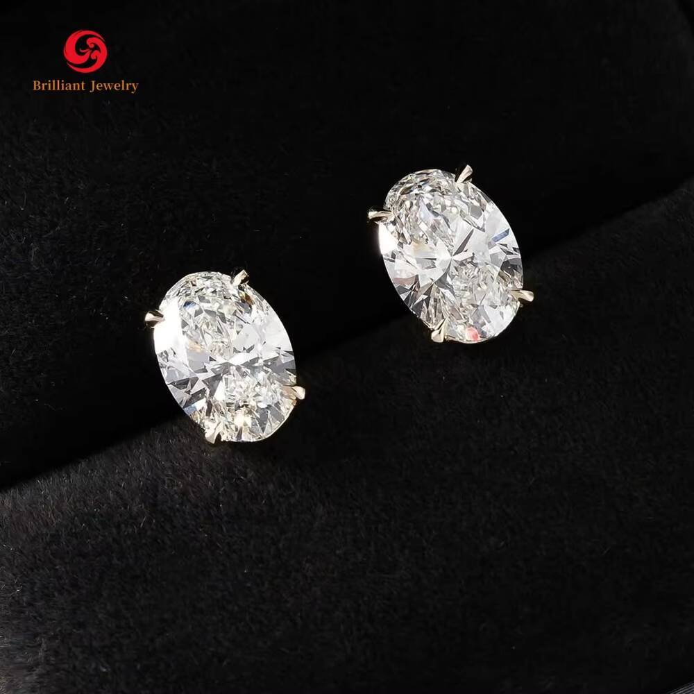 10k 14k Solid Gold Oval Cut 07ct 1ct 2ct D VS1 Lab Grown Diamond IGI Solitaire Diamond Stud Earrings