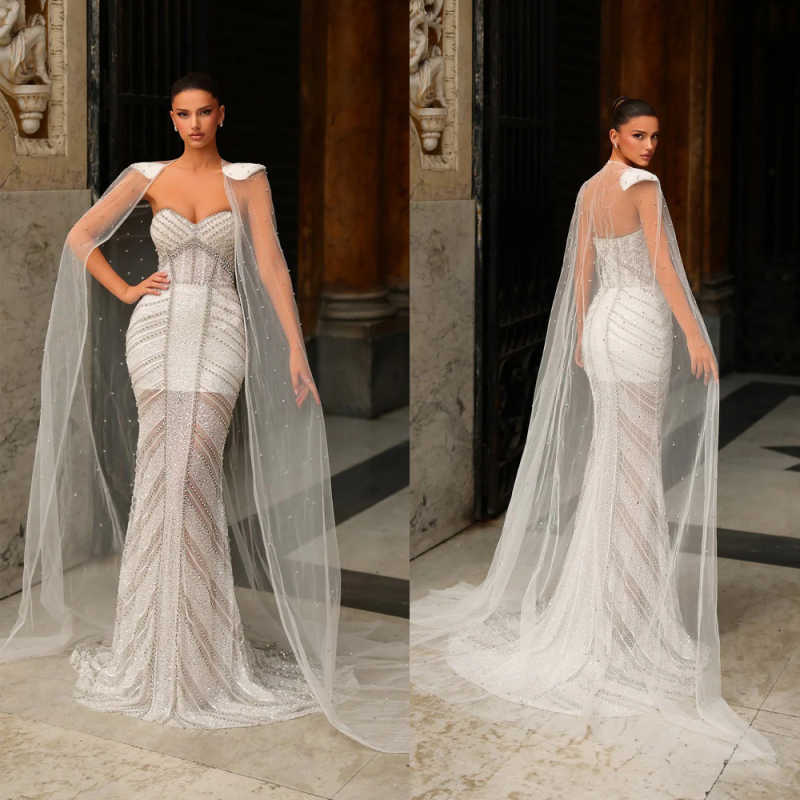 Splendidi abiti da sposa per occasioni speciali Abiti da festa eleganti su misura per le donne Abiti da sposa Abito lungo con scialle di lusso da do