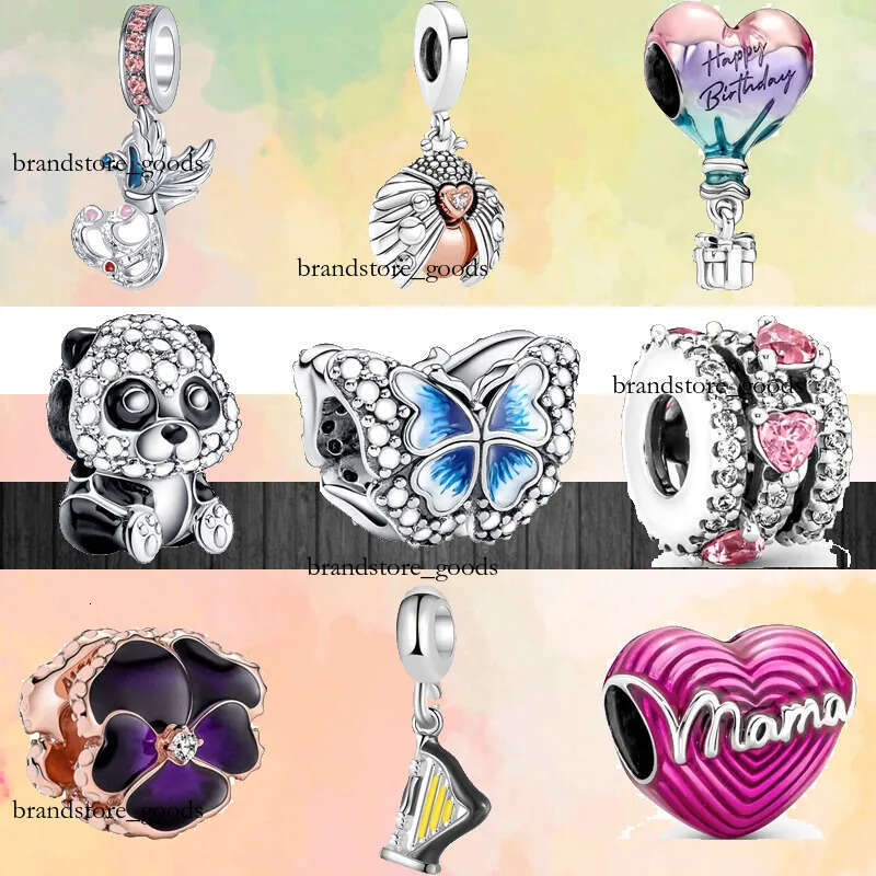 New Popular 925 Sterling European Blue Butterfly Insect Harp Happy Birthday Balloon Beads For Original Charm Silver Bracelet Women Jewelry 769