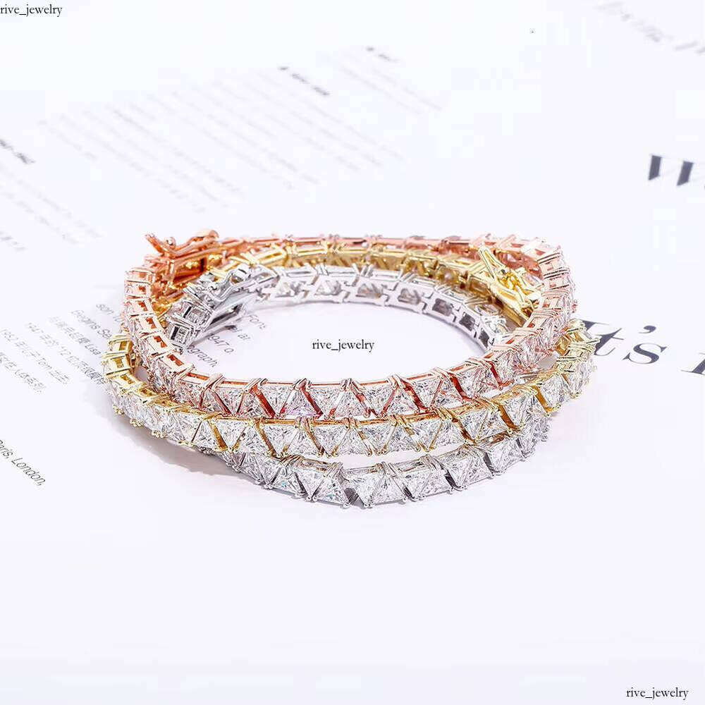 Top Grade 5mm Tennis Chain Bracelet High-Quality Triangle Ice Out VVS Moissanite Hip-Hop Charm Fashion Jewelry