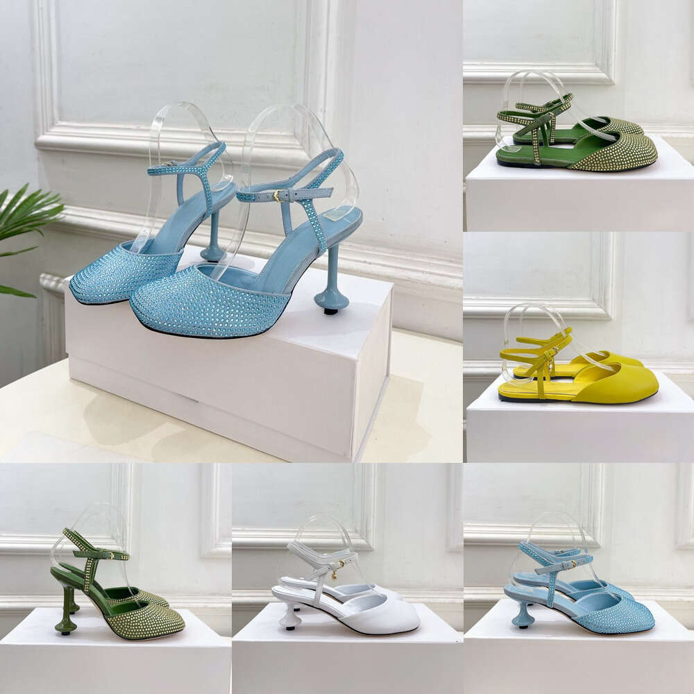 square toe high heel Shiny wedding Elegant ladies sexy party evening shoes leather flat sandals designer shoe Luxury Toy crystal embellished ankle-s