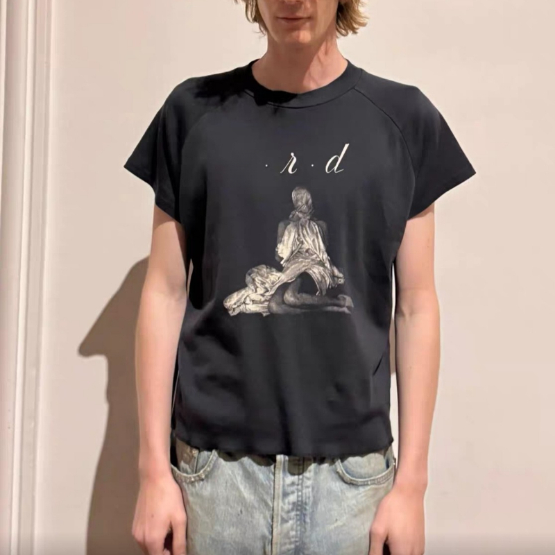 T-shirt girocollo con stampa per uomo e donna Camicia a maniche corte ampia in cotone